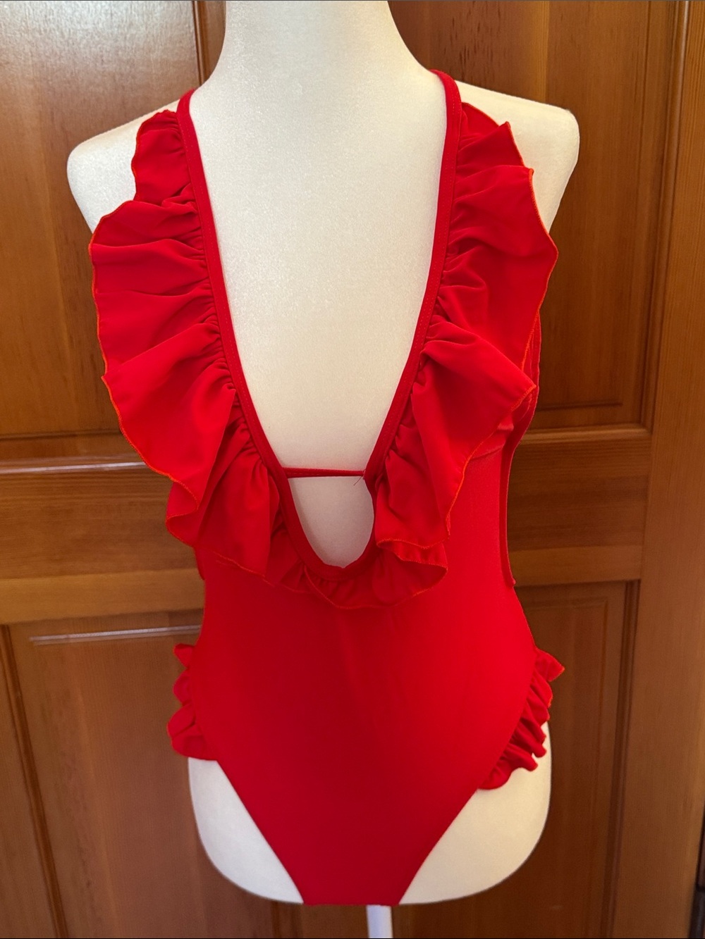 Ruffled Red One-Piece Swimsuit
